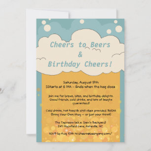 Invitación divertida de cumpleaños con cerveza - F