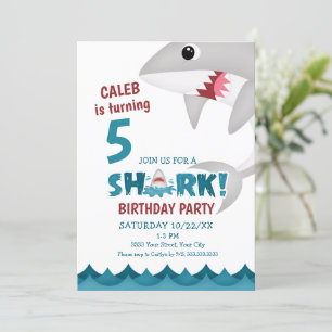 Invitación divertida de cumpleaños con tiburón