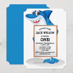 Invitación divertida de cumpleaños con tiburón