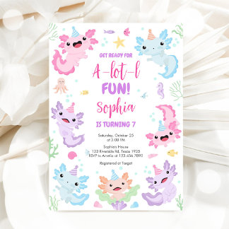 Invitación divertida de cumpleaños de Axolotl Alot