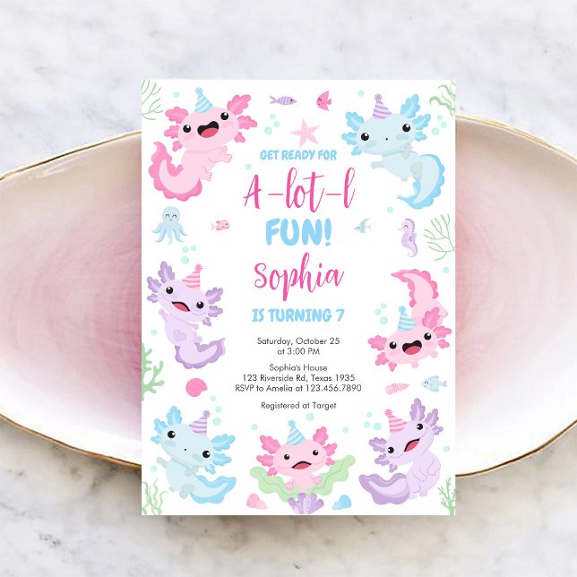 Invitación divertida de cumpleaños de Axolotl Alot (Subido por el creador)