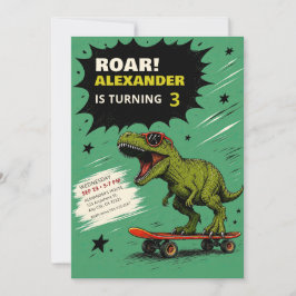 Invitación divertida de cumpleaños de dinosaurio T