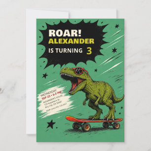 Invitación divertida de cumpleaños de dinosaurio T