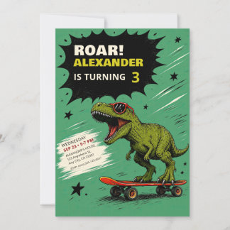 Invitación divertida de cumpleaños de dinosaurio T
