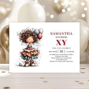 Invitación divertida de cumpleaños de niña caprich