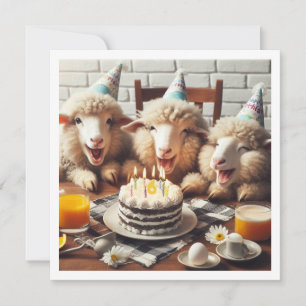 Invitación divertida de cumpleaños de ovejas, anim