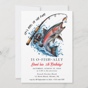 Invitación divertida de cumpleaños de pesca