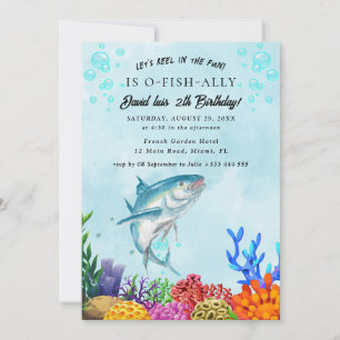 Invitación divertida de cumpleaños de pesca
