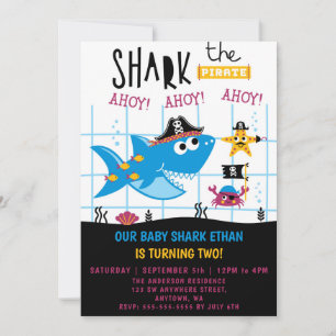 Invitación divertida de cumpleaños de pirata tibur
