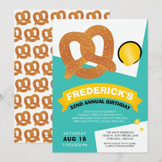 Invitación divertida de cumpleaños para una fiesta (Anverso / Reverso)