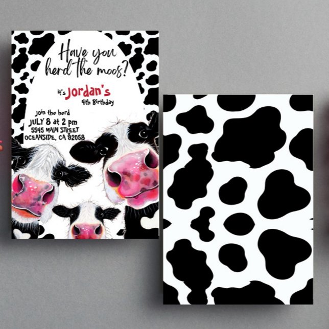 Invitación divertida de cumpleaños para vacas negr (Subido por el creador)