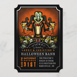 Invitación divertida de Drácula Halloween Bash Fie