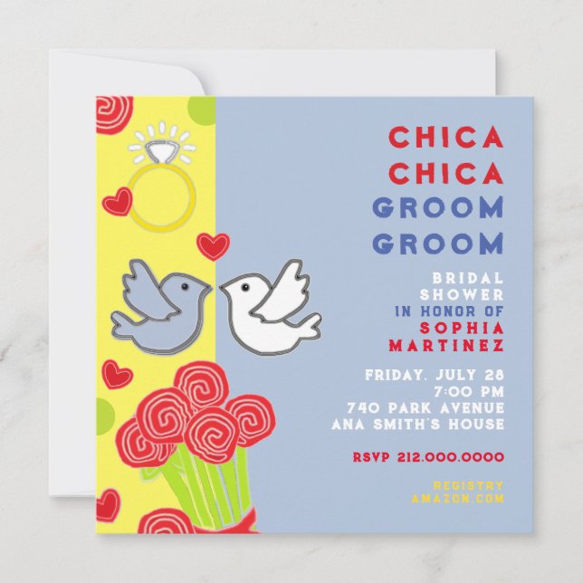 Invitación divertida de ducha nupcial de verano (Anverso)