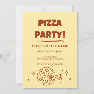 Invitación divertida de fiesta de pizza retro