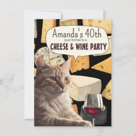 Invitación divertida de fiesta de queso y vino par