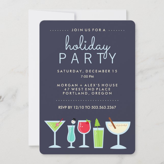 Invitación divertida de fiesta de vacaciones con b (Anverso)