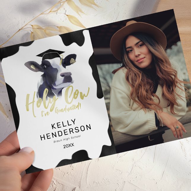 Invitación divertida de graduación de foto de vaca (Subido por el creador)