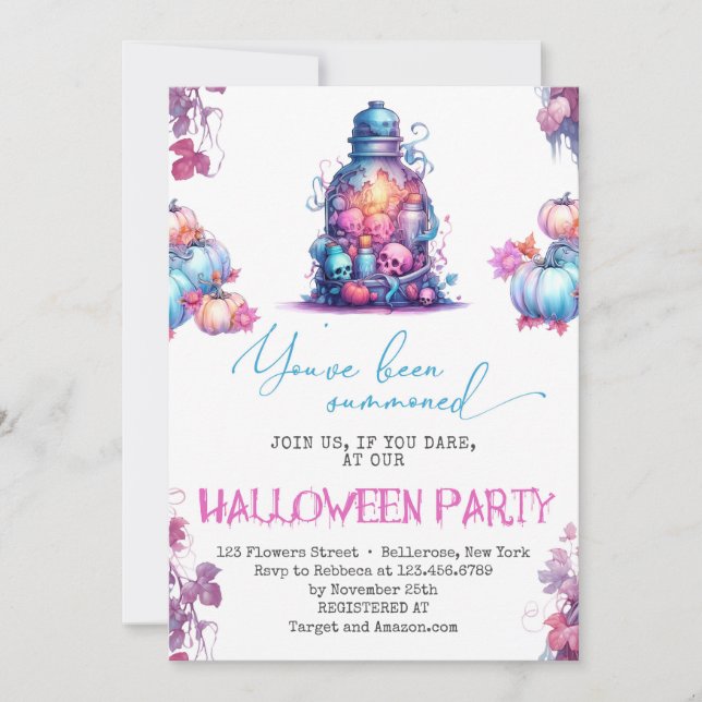 Invitación divertida de la fiesta de Halloween en  (Anverso)