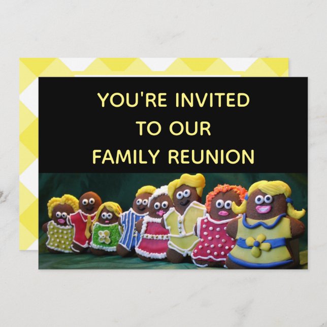 Invitación divertida de la reunión de familia (Anverso / Reverso)