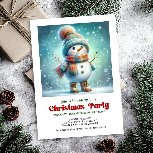 Invitación divertida de muñeco de nieve editable p (Inviting funny snowman invite holiday cheer digital

)