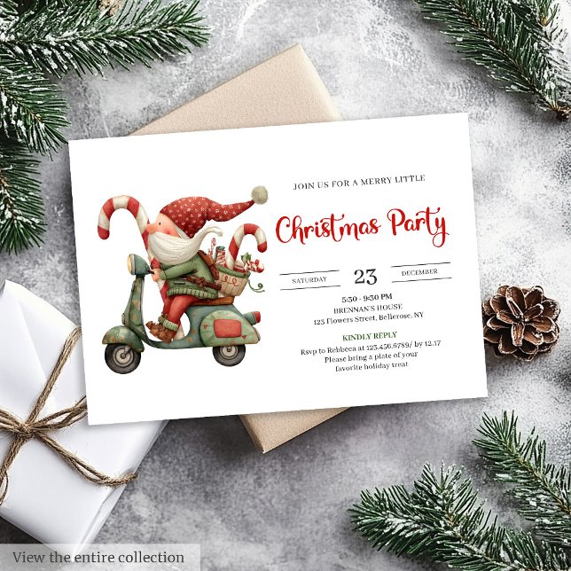 Invitación divertida de Navidad clásica roja y ver (Funny Santa Classic Red Green Digital Party Invitation

)