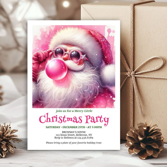 Invitación divertida de Navidad con gafas de sol d (Printable Funny Santa Sunglasses Christmas Invitation

)