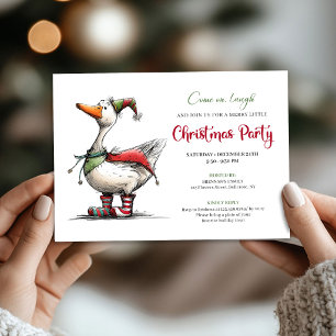 Invitación divertida de Navidad con ganso de dibuj