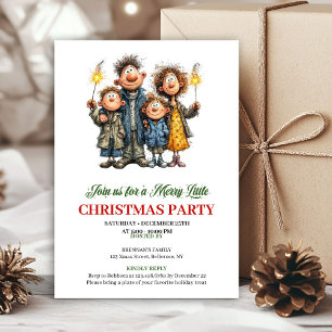 Invitación divertida de Navidad familiar con acuar