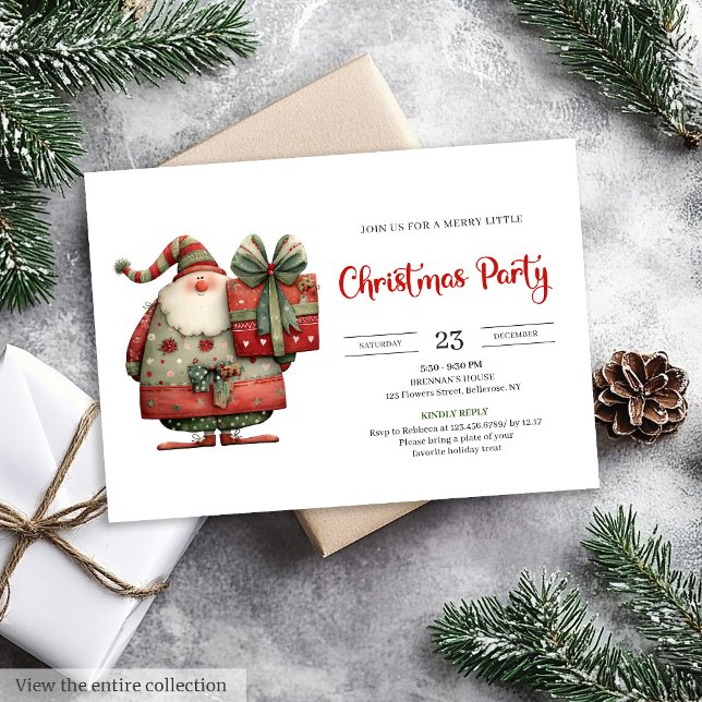 Invitación divertida de Navidad moderna para fiest (Funny Santa office party modern Christmas invite)