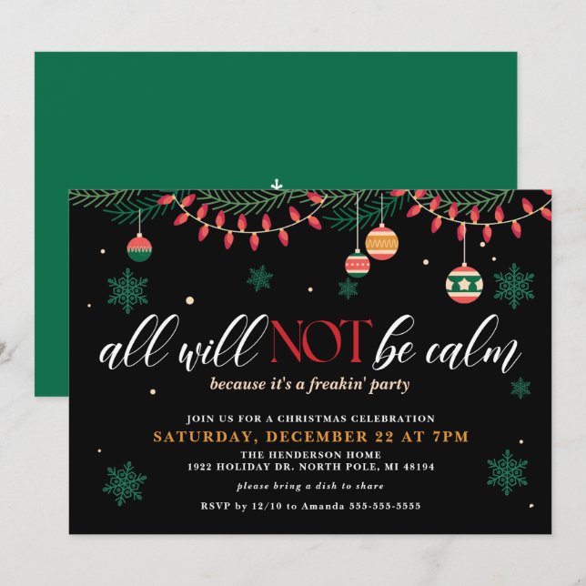 Invitación divertida de Navidad: No todo será tran (Anverso / Reverso)