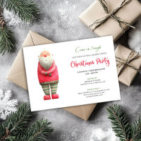 Invitación divertida de Papá Noel rosa para fiesta
