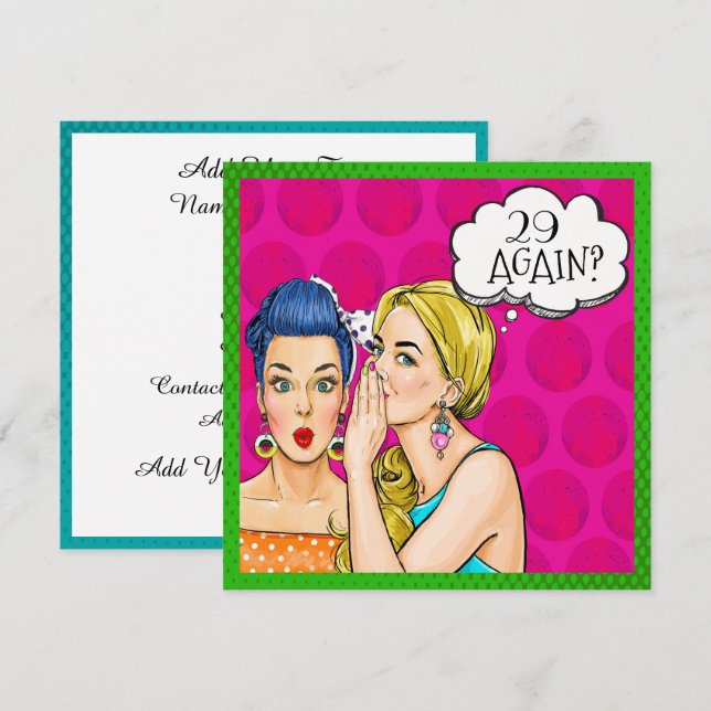 Invitación Divertida de Pop Art (Anverso / Reverso)