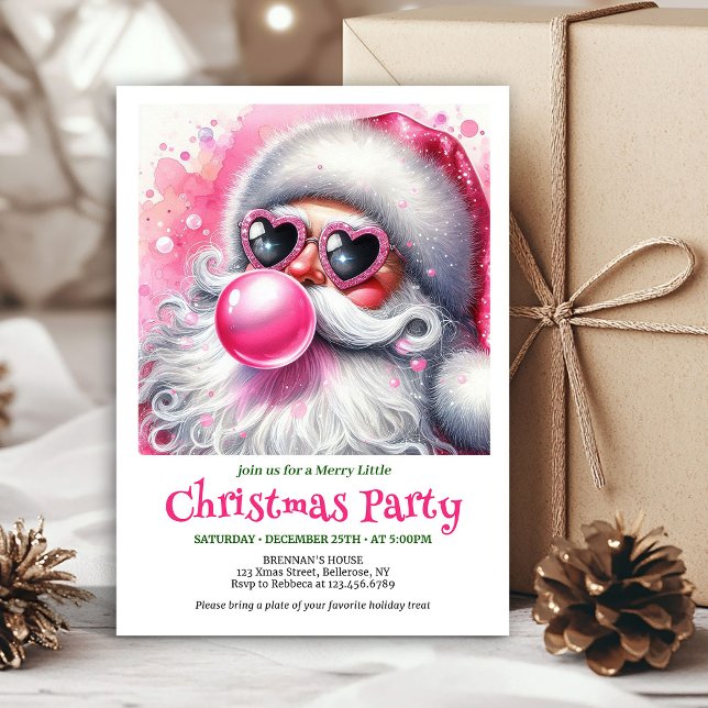 Invitación divertida de Santa con gafas de corazón (Festive Funny Santa Heart Glasses Christmas Invitation

)
