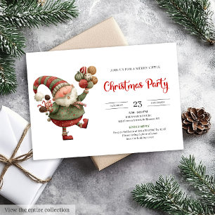 Invitación divertida de Santa en acuarela roja y v