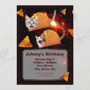 Invitación divertida de Space Taco Cats