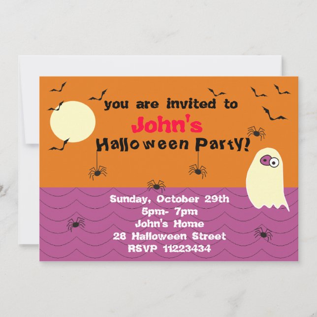 Invitación divertida del fiesta de Halloween del (Anverso)