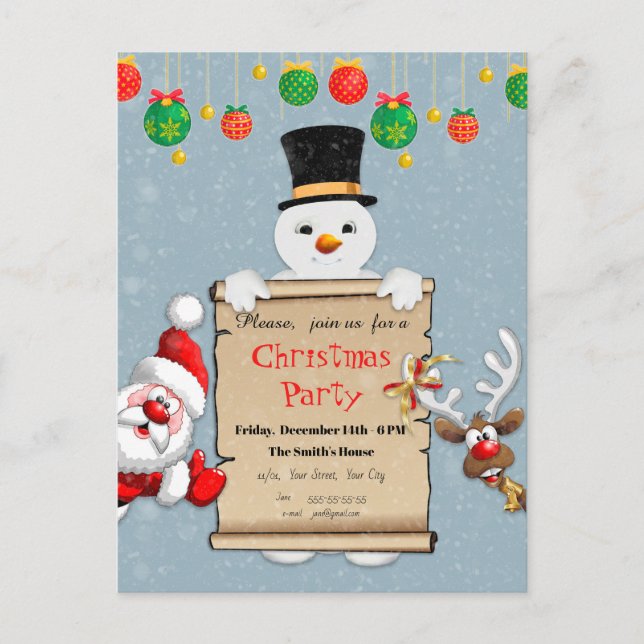 Invitación divertida del navidad para la fiesta de (Anverso)