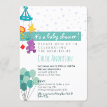 Invitación divertida en Baby Shower Verde azulada