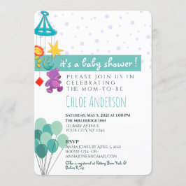 Invitación divertida en Baby Shower Verde azulada