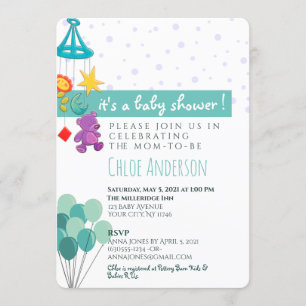 Invitación divertida en Baby Shower Verde azulada 