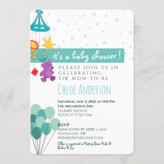 Invitación divertida en Baby Shower Verde azulada