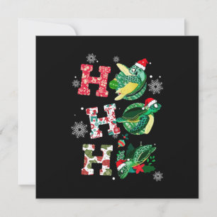 Invitación Divertida Feliz Navidad HO HO HO Tortuga Santa