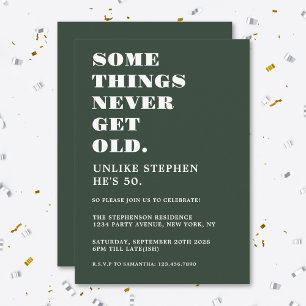 Invitación Divertida Fiesta de Cumpleaños 50 Humorística Verd