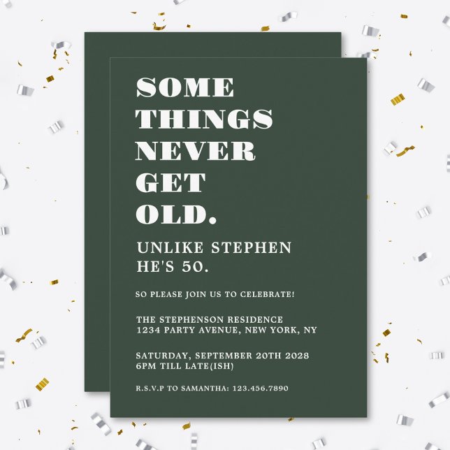 Invitación Divertida Fiesta de Cumpleaños 50 Humorística Verd (Subido por el creador)