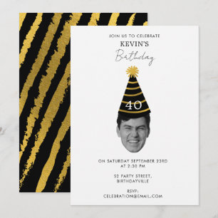 Invitación Divertida fiesta de cumpleaños con foto de cara pe