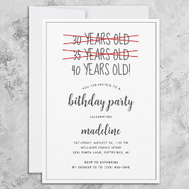 Invitación Divertida fiesta de cumpleaños de 40 años