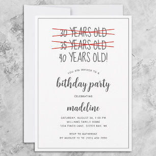 Invitación Divertida fiesta de cumpleaños de 40 años