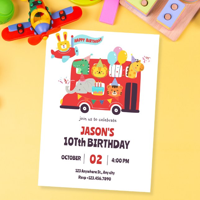 Invitación Divertida fiesta de cumpleaños de animales para ni (Subido por el creador)