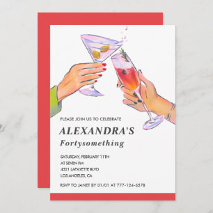 Invitación Divertida fiesta de cumpleaños de Cocktail Champag