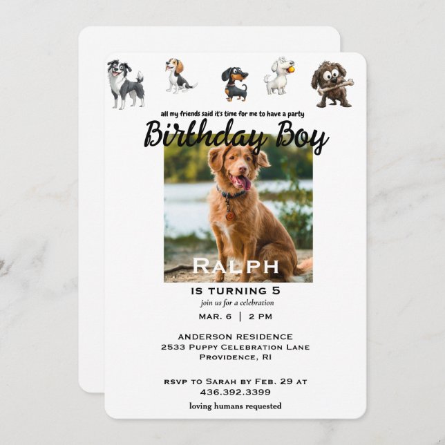 Invitación Divertida fiesta de cumpleaños de la foto de todos (Anverso / Reverso)